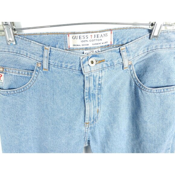 GUESS Jeans USA 90s Y2K Womens 28 Blue Cotton Denim Raw Hem Ankle Capri - Picture 5 of 8